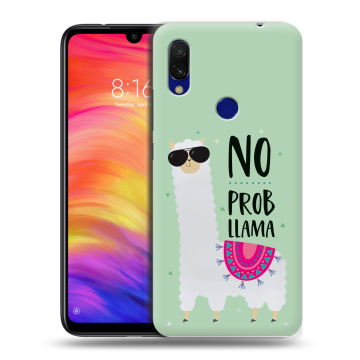 Силиконовый противоударный чехол на Xiaomi RedMi 7 с принтом Лама Силиконовый противоударный чехол на Xiaomi RedMi 7 с принтом Лама