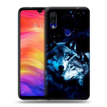 Силиконовый противоударный чехол на Xiaomi RedMi 7 с принтом Волки Силиконовый противоударный чехол на Xiaomi RedMi 7 с принтом Волки
