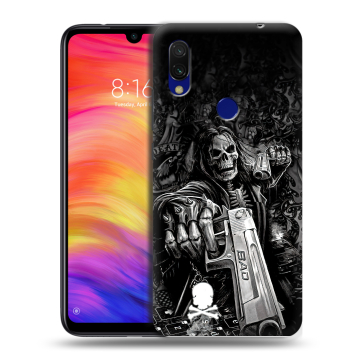 Силиконовый противоударный чехол на Xiaomi RedMi 7 с принтом Скелет Силиконовый противоударный чехол на Xiaomi RedMi 7 с принтом Скелет