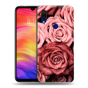 Силиконовый противоударный чехол на Xiaomi RedMi 7 с принтом Цветы розы Силиконовый противоударный чехол на Xiaomi RedMi 7 с принтом Цветы розы
