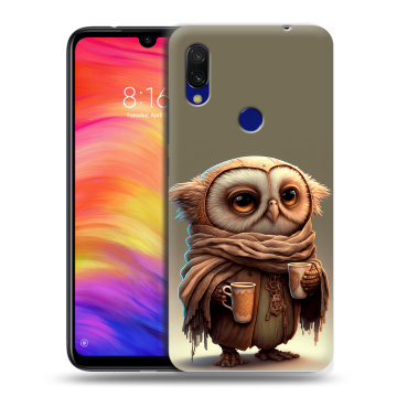 Силиконовый противоударный чехол на Xiaomi RedMi 7 с принтом Сова Силиконовый противоударный чехол на Xiaomi RedMi 7 с принтом Сова