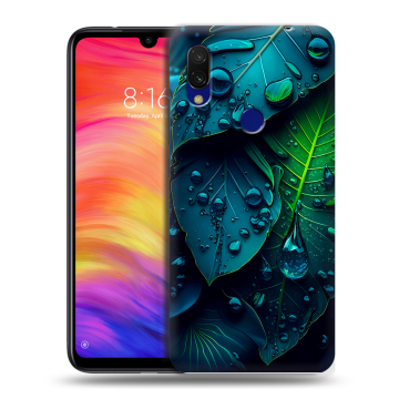 Силиконовый противоударный чехол на Xiaomi RedMi 7 с принтом Листья Силиконовый противоударный чехол на Xiaomi RedMi 7 с принтом Листья