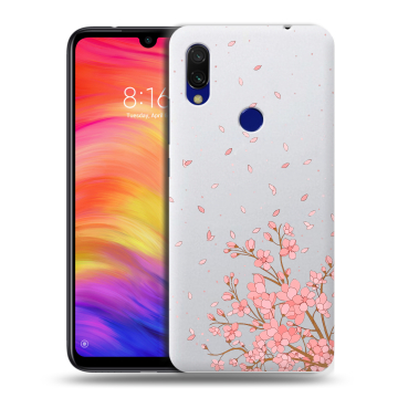 Силиконовый противоударный чехол на Xiaomi RedMi 7 с принтом Ветка сакуры Силиконовый противоударный чехол на Xiaomi RedMi 7 с принтом Ветка сакуры
