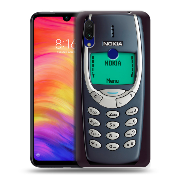 Силиконовый противоударный чехол на Xiaomi RedMi 7 с принтом Старый телефон