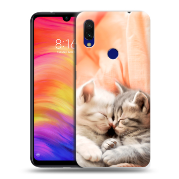 Силиконовый противоударный чехол на Xiaomi RedMi 7 с принтом Котята Силиконовый противоударный чехол на Xiaomi RedMi 7 с принтом Котята