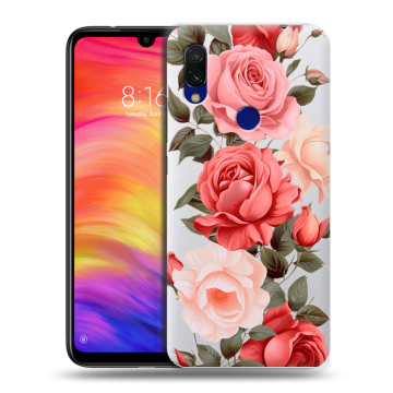 Силиконовый противоударный чехол на Xiaomi RedMi 7 с принтом Розы Силиконовый противоударный чехол на Xiaomi RedMi 7 с принтом Розы