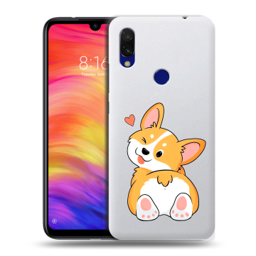 Силиконовый противоударный чехол на Xiaomi RedMi 7 с принтом Корги Силиконовый противоударный чехол на Xiaomi RedMi 7 с принтом Корги