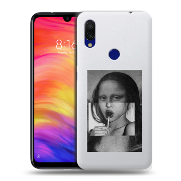 Силиконовый противоударный чехол на Xiaomi RedMi 7 с принтом Мона Лиза Силиконовый противоударный чехол на Xiaomi RedMi 7 с принтом Мона Лиза