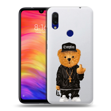 Силиконовый противоударный чехол на Xiaomi RedMi 7 с принтом Плюшевый медведь Силиконовый противоударный чехол на Xiaomi RedMi 7 с принтом Плюшевый медведь
