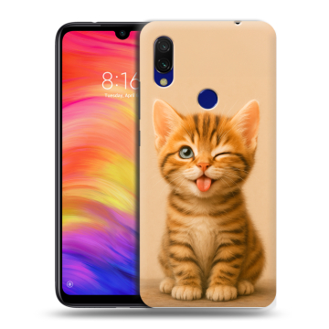 Силиконовый противоударный чехол на Xiaomi RedMi 7 с принтом котенок Силиконовый противоударный чехол на Xiaomi RedMi 7 с принтом котенок