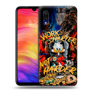 Силиконовый противоударный чехол на Xiaomi RedMi 7 с принтом Дональд Дак Деньги Силиконовый противоударный чехол на Xiaomi RedMi 7 с принтом Дональд Дак Деньги
