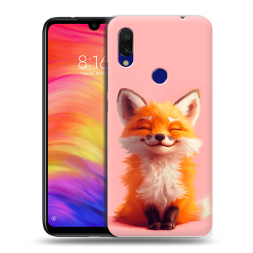 Силиконовый противоударный чехол на Xiaomi RedMi 7 с принтом милая лиса Силиконовый противоударный чехол на Xiaomi RedMi 7 с принтом милая лиса
