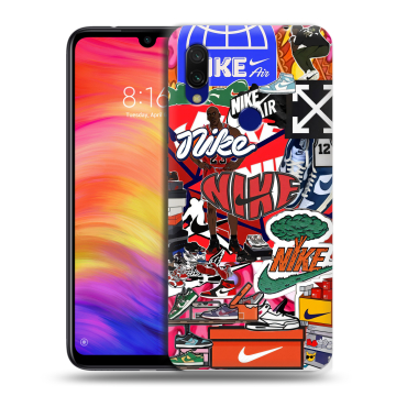 Силиконовый противоударный чехол на Xiaomi RedMi 7 с принтом Найк Nike яркий Силиконовый противоударный чехол на Xiaomi RedMi 7 с принтом Найк Nike яркий