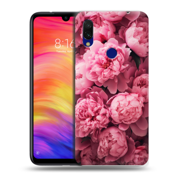 Силиконовый противоударный чехол на Xiaomi RedMi 7 с принтом цветы пионы Силиконовый противоударный чехол на Xiaomi RedMi 7 с принтом цветы пионы