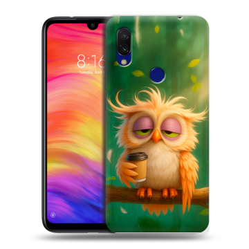 Силиконовый противоударный чехол на Xiaomi RedMi 7 с принтом сова Силиконовый противоударный чехол на Xiaomi RedMi 7 с принтом сова