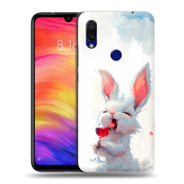 Силиконовый противоударный чехол на Xiaomi RedMi 7 с принтом кролик зайчик Силиконовый противоударный чехол на Xiaomi RedMi 7 с принтом кролик зайчик