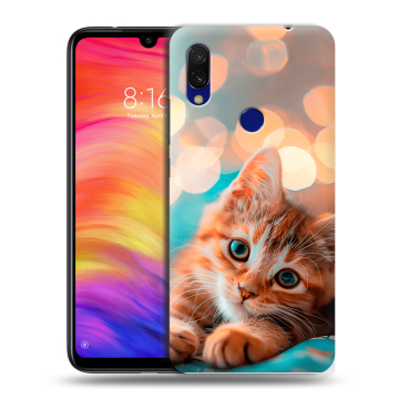 Силиконовый противоударный чехол на Xiaomi RedMi 7 с принтом котик Силиконовый противоударный чехол на Xiaomi RedMi 7 с принтом котик