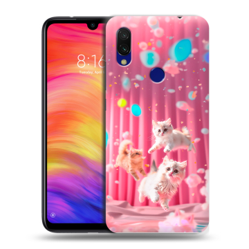 Силиконовый противоударный чехол на Xiaomi RedMi 7 с принтом милые котики