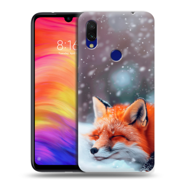 Силиконовый противоударный чехол на Xiaomi RedMi 7 с принтом лиса Силиконовый противоударный чехол на Xiaomi RedMi 7 с принтом лиса