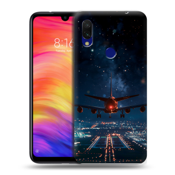 Силиконовый противоударный чехол на Xiaomi RedMi 7 с принтом самолет Силиконовый противоударный чехол на Xiaomi RedMi 7 с принтом самолет