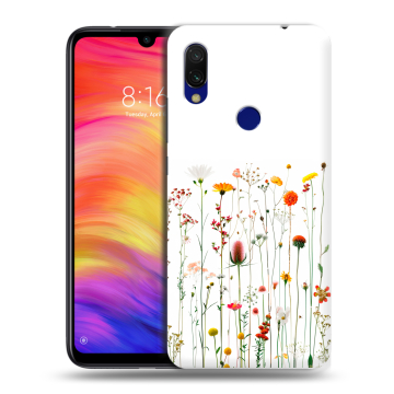 Силиконовый противоударный чехол на Xiaomi RedMi 7 с принтом цветы Силиконовый противоударный чехол на Xiaomi RedMi 7 с принтом цветы