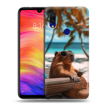 Силиконовый противоударный чехол на Xiaomi RedMi 7 с принтом Капибара Силиконовый противоударный чехол на Xiaomi RedMi 7 с принтом Капибара