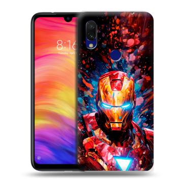 Силиконовый противоударный чехол на Xiaomi RedMi 7 с принтом Железный человек Ironman Силиконовый противоударный чехол на Xiaomi RedMi 7 с принтом Железный человек Ironman