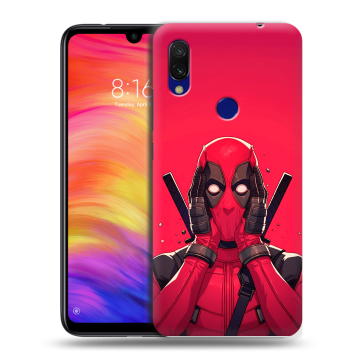 Силиконовый противоударный чехол на Xiaomi RedMi 7 с принтом Дедпул Deadpool Силиконовый противоударный чехол на Xiaomi RedMi 7 с принтом Дедпул Deadpool