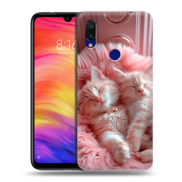 Силиконовый противоударный чехол на Xiaomi RedMi 7 с принтом котята котики