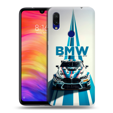 Силиконовый противоударный чехол на Xiaomi RedMi 7 с принтом БМВ BMW Силиконовый противоударный чехол на Xiaomi RedMi 7 с принтом БМВ BMW