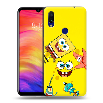 Силиконовый противоударный чехол на Xiaomi RedMi 7 с принтом Спанч боб Спанчбоб Силиконовый противоударный чехол на Xiaomi RedMi 7 с принтом Спанч боб Спанчбоб