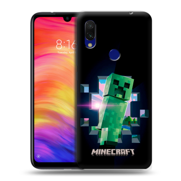 Силиконовый противоударный чехол на Xiaomi RedMi 7 с принтом Майнкрафт Minecraft Силиконовый противоударный чехол на Xiaomi RedMi 7 с принтом Майнкрафт Minecraft