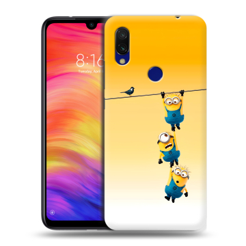 Силиконовый противоударный чехол на Xiaomi RedMi 7 с принтом Миньоны Силиконовый противоударный чехол на Xiaomi RedMi 7 с принтом Миньоны
