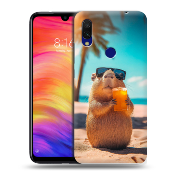 Силиконовый противоударный чехол на Xiaomi RedMi 7 с принтом Капибара Силиконовый противоударный чехол на Xiaomi RedMi 7 с принтом Капибара