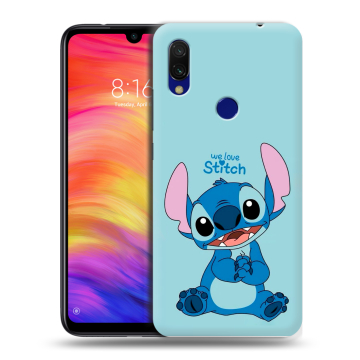 Силиконовый противоударный чехол на Xiaomi RedMi 7 с принтом Лило и Стич Силиконовый противоударный чехол на Xiaomi RedMi 7 с принтом Лило и Стич