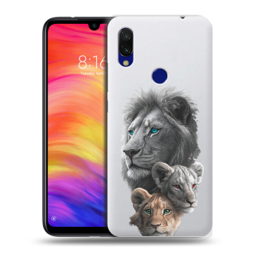 Силиконовый противоударный чехол на Xiaomi RedMi 7 с принтом Львы