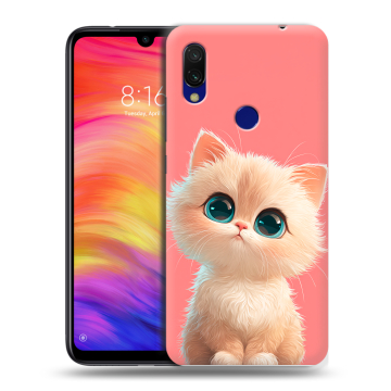 Силиконовый противоударный чехол на Xiaomi RedMi 7 с принтом Розовый котенок