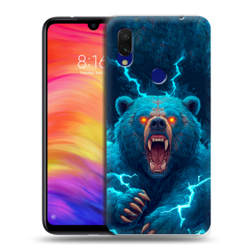 Силиконовый противоударный чехол на Xiaomi RedMi 7 с принтом Медведь