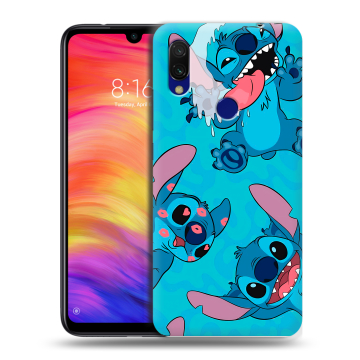 Силиконовый противоударный чехол на Xiaomi RedMi 7 с принтом Лило и Стич Силиконовый противоударный чехол на Xiaomi RedMi 7 с принтом Лило и Стич