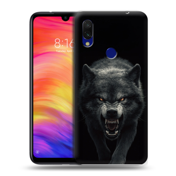 Силиконовый противоударный чехол на Xiaomi RedMi 7 с принтом Волк Силиконовый противоударный чехол на Xiaomi RedMi 7 с принтом Волк