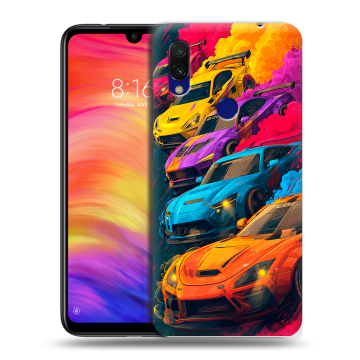Силиконовый противоударный чехол на Xiaomi RedMi 7 с принтом Тачки
