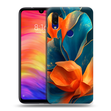 Силиконовый противоударный чехол на Xiaomi RedMi 7 с принтом Цветы