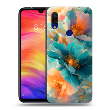 Силиконовый противоударный чехол на Xiaomi RedMi 7 с принтом Цветы