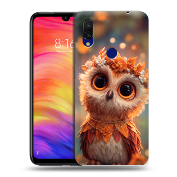 Силиконовый противоударный чехол на Xiaomi RedMi 7 с принтом Милая сова Силиконовый противоударный чехол на Xiaomi RedMi 7 с принтом Милая сова