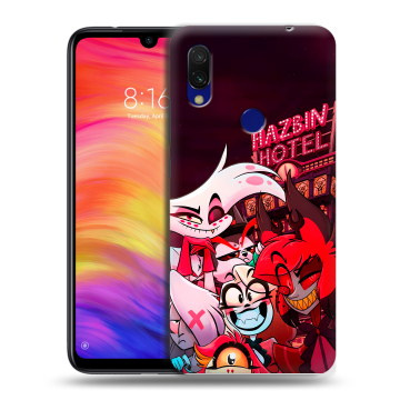 Силиконовый противоударный чехол на Xiaomi RedMi 7 с принтом Hazbin Hotel Отель Хазбин Силиконовый противоударный чехол на Xiaomi RedMi 7 с принтом Hazbin Hotel Отель Хазбин