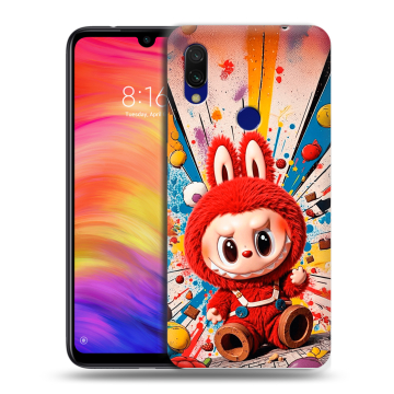 Силиконовый противоударный чехол на Xiaomi RedMi 7 с принтом Labubu Лабубу Силиконовый противоударный чехол на Xiaomi RedMi 7 с принтом Labubu Лабубу