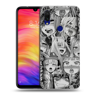 Силиконовый противоударный чехол на Xiaomi RedMi 7 с принтом Ahegao Ахегао Аниме Силиконовый противоударный чехол на Xiaomi RedMi 7 с принтом Ahegao Ахегао Аниме
