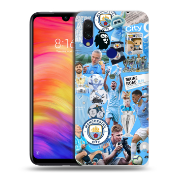Силиконовый противоударный чехол на Xiaomi RedMi 7 с принтом Man City Манчестер Сити Силиконовый противоударный чехол на Xiaomi RedMi 7 с принтом Man City Манчестер Сити