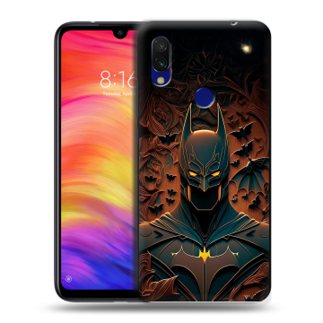Силиконовый противоударный чехол на Xiaomi RedMi 7 с принтом Batman Бэтмен Силиконовый противоударный чехол на Xiaomi RedMi 7 с принтом Batman Бэтмен