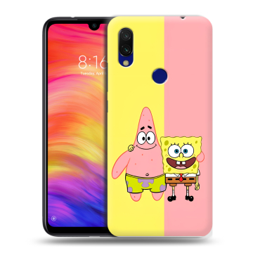Силиконовый противоударный чехол на Xiaomi RedMi 7 с принтом Спанч боб Спанчбоб Силиконовый противоударный чехол на Xiaomi RedMi 7 с принтом Спанч боб Спанчбоб